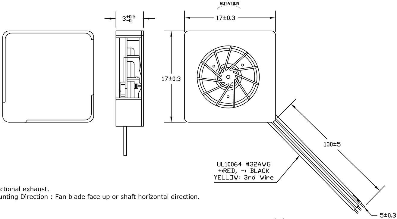 מאוורר לאלקטרוניקה MULTICOMP 3VDC MC34117